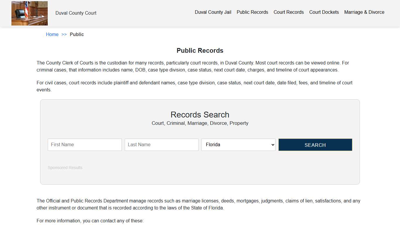 Public Records | Duval FL County Court