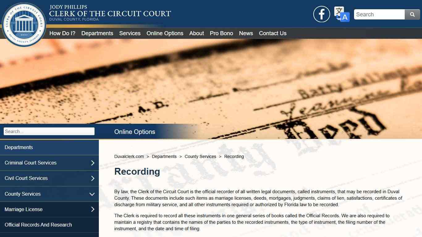 Duvalclerk.gov - Recording