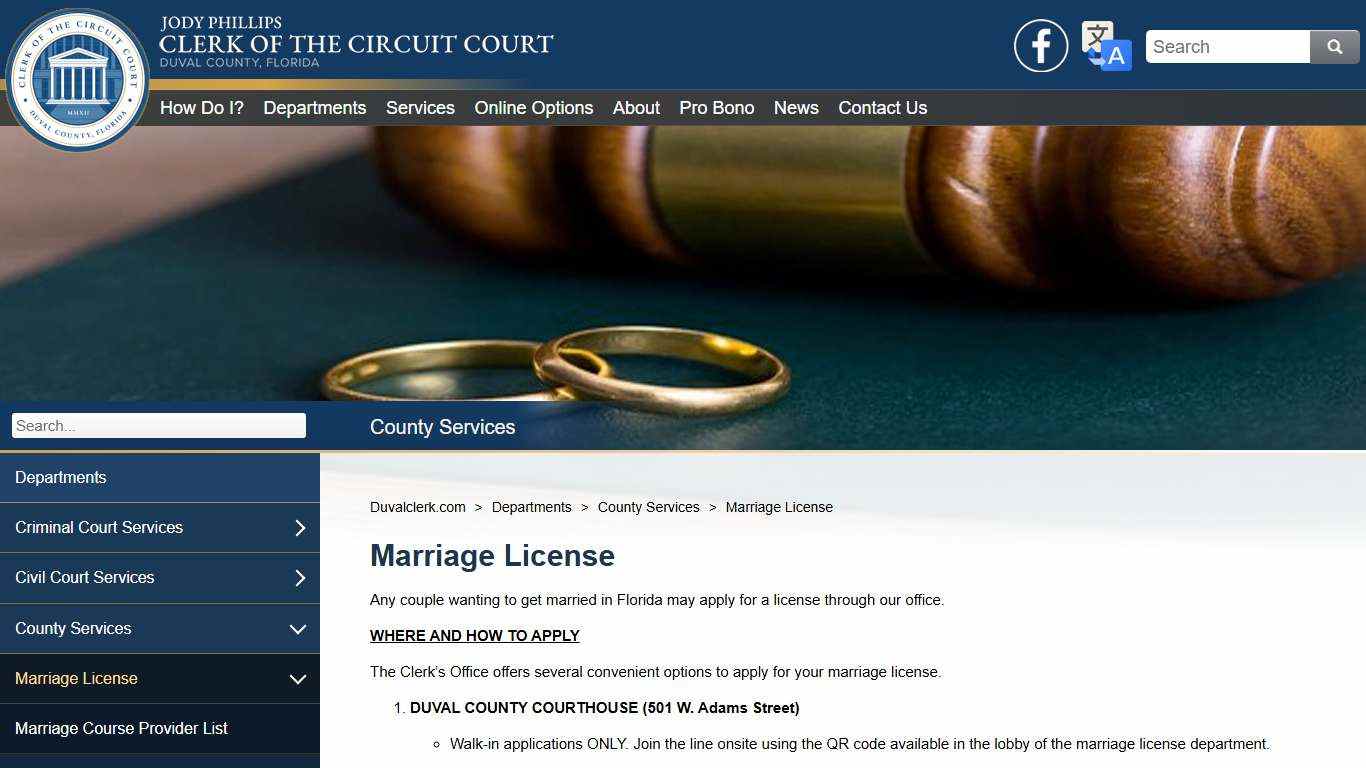 Duvalclerk.gov - Marriage License